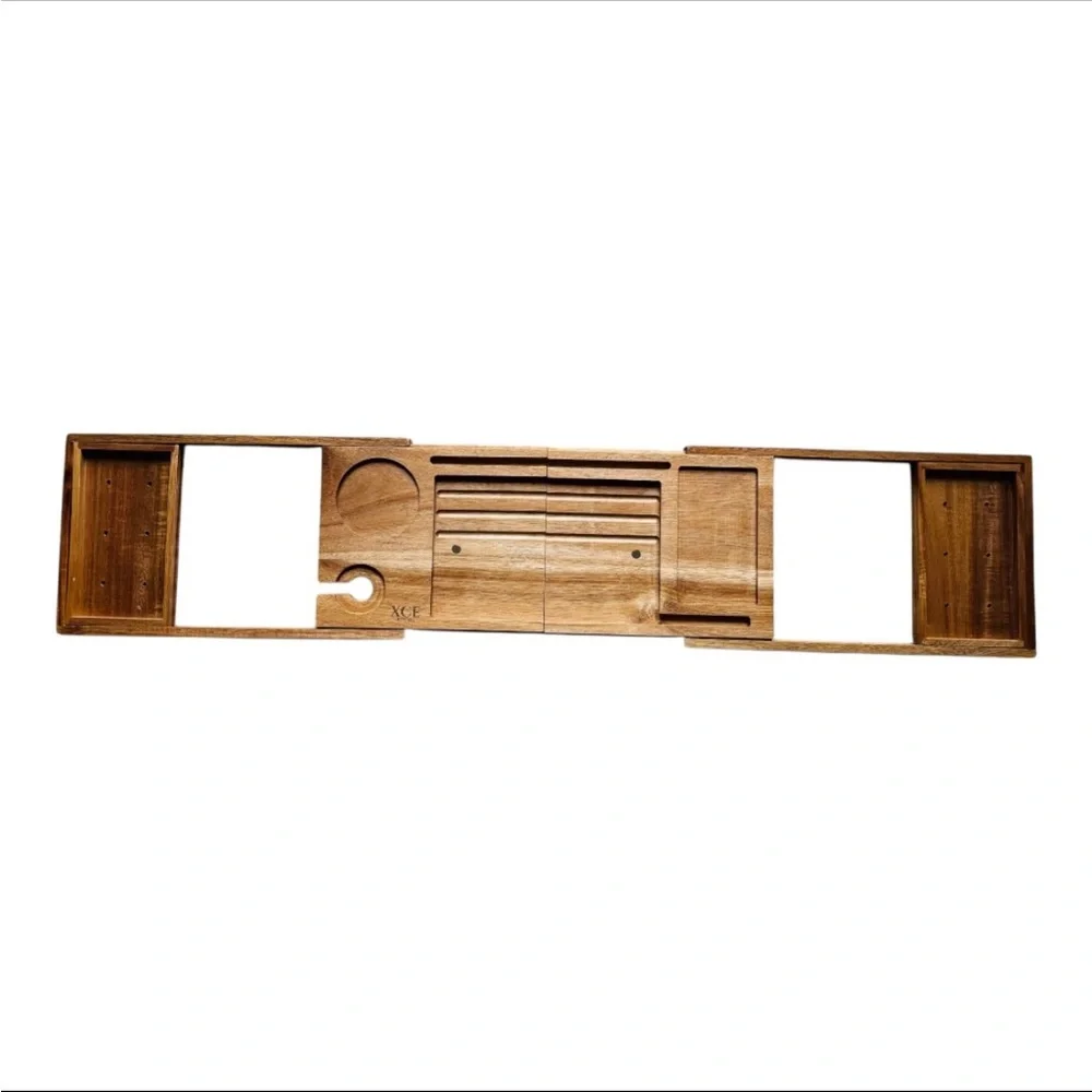 XCE Lifestyle Wooden Bath Caddy Tray with Expandable Design